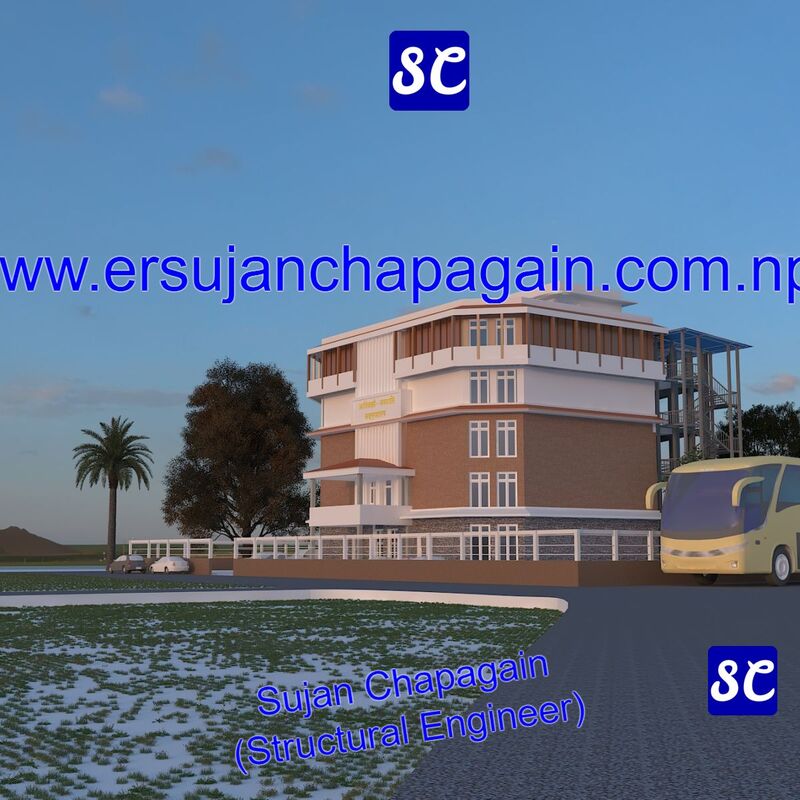 Commercial building museum Lumion render 3D view front and side in Nepal