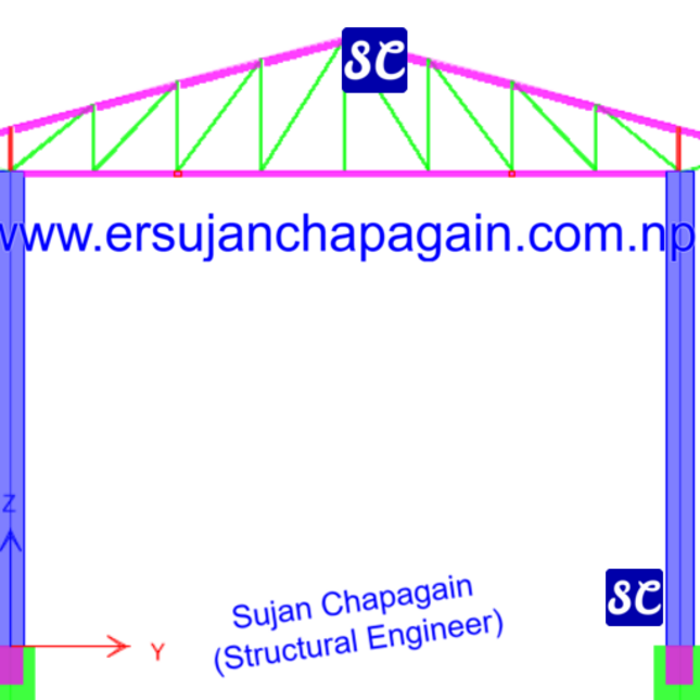 Steel Warehouse 2 2D model view with truss design