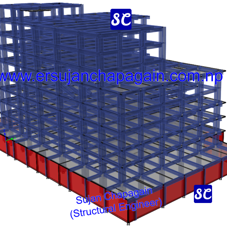 ETABS 3D view of MRF concrete design building